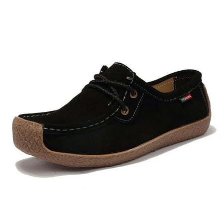 Women‘s Lace Up Loafers Comfort & Lightweight Slip On Shoes Casual Low Top Flat Shoes