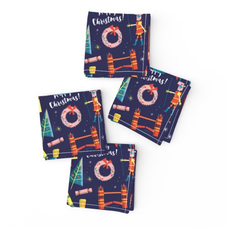 Cocktail Napkins Holiday Festive Decor Xmas Christmas Britain British Set of 4