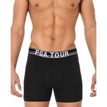 PGA Tour Mens Boxer Brief Three Pack (Black, X-Large)