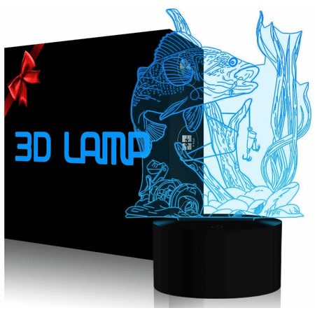

3D Fishing Lamp Illusion Night Light LED Touch Fish Desk Table Lamps 7 Color Change USB 3D Visual Lights Home Bedroom Decor Lighting Birthday Gifts