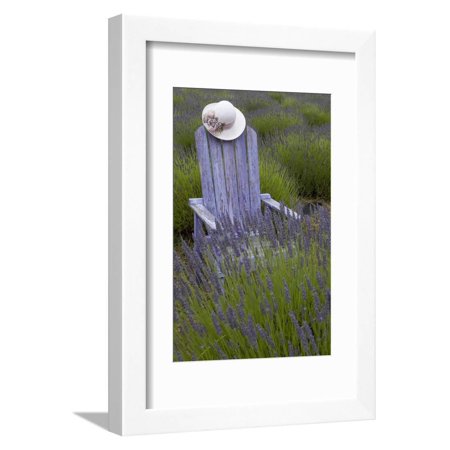 Garden, Adirondack Chair and Straw Hat, Lavender Festival, Sequim, Washington, USA Framed Print Wall Art By John & Lisa Merrill