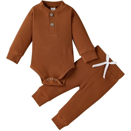 Newborn Baby Boy Girl Clothes Ribbed Knitted Cotton Long Sleeve Romper Long Pants Solid Color Fall Winter Outfits
Newborn Baby Boy Girl Clothes Ribbed Knitted Cotton Long Sleeve Romper Long Pants Solid Color Fall Winter Outfits