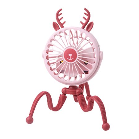 USB Stroller Fan 5V 2.5W Octopus Electric Fan 3-gear Mute Cooling (B2 Pink)