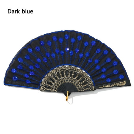 Portable Wedding Dance Folding Peacock Feather Lace Silk Chinese Style Hand Fan DARK BLUE
Portable Wedding Dance Folding Peacock Feather Lace Silk Chinese Style Hand Fan DARK BLUE