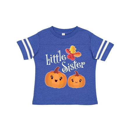 Inktastic Little Sister Pumpkins with Fall Leaves Gift Toddler Toddler Girl T-Shirt