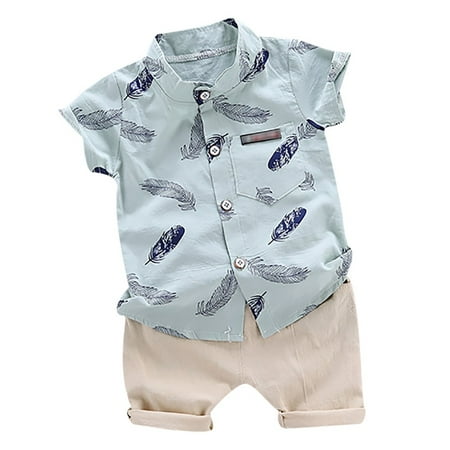 Baby Boys Casual Short Sleeve Floral Feather Print shirt Tops+Shorts Costume Set Green
Baby Boys Casual Short Sleeve Floral Feather Print shirt Tops+Shorts Costume Set Green