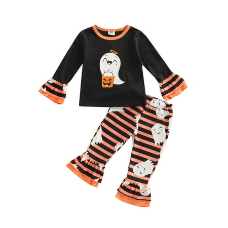 Sunisery Toddler Baby Girl Clothes Halloween Ghost Pumpkin Outfits Shirt Top Flared Pants Trousers Set Black Stripe 5-6 Years
Sunisery Toddler Baby Girl Clothes Halloween Ghost Pumpkin Outfits Shirt Top Flared Pants Trousers Set Black Stripe 5-6 Years