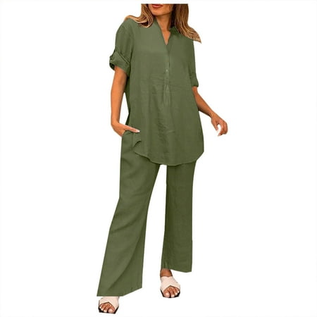 Homenesgenics Womens Suit Plus Size Pajamas for Women Fashion Women Summer Solid Button Casual Short SLeeve Top+ Pant Set
Homenesgenics Womens Suit Plus Size Pajamas for Women Fashion Women Summer Solid Button Casual Short SLeeve Top+ Pant Set