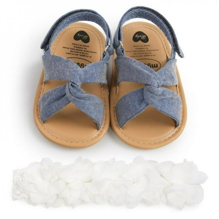 Hazel Tech Baby Girls Fashion Sandal Non-slip Walking Shoes + Headband