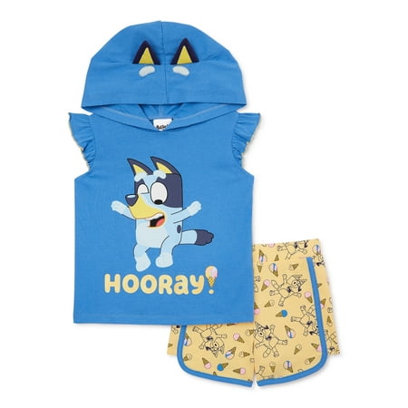 Bluey Toddler Girl Cosplay Graphic Hoodie and Shorts Set 2-Piece Sizes 2T-5T