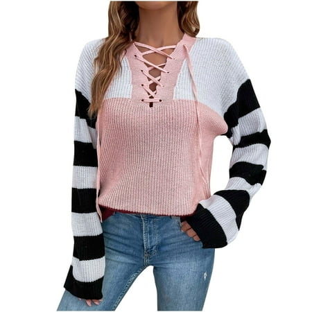 TZNBGO Long Sleeve Shirts for Women Women s Hollow Out Shirts Striped Tops Color Block Tops Corset Tops V Neck Splicing Recreational Pullover Knitted Sweater Tops Tie Casual To7062
TZNBGO Long Sleeve Shirts for Women Women s Hollow Out Shirts Striped Tops Color Block Tops Corset Tops V Neck Splicing Recreational Pullover Knitted Sweater Tops Tie Casual To7062