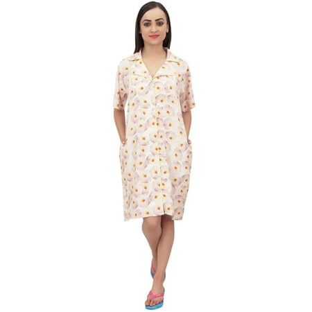 Bimba Women Floral Print Nightshirt Button Down Off White Sleep Shirt Nightgown - 10
Bimba Women Floral Print Nightshirt Button Down Off White Sleep Shirt Nightgown - 10