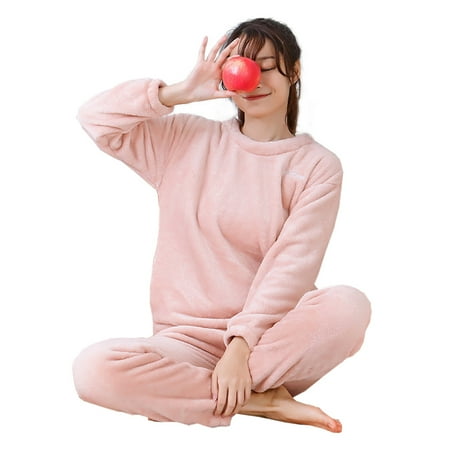 Autumn Winter Flannel Women Coral Fleece Pyjamas Sleepwear Loungewear Pijamas