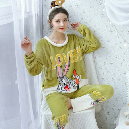 Autumn Winter Warm Flannel Women Pyjamas Sets Thick Coral Velvet Long Sleeve Cartoon Sleepwear Thin Flannel Pajamas Set
Autumn Winter Warm Flannel Women Pyjamas Sets Thick Coral Velvet Long Sleeve Cartoon Sleepwear Thin Flannel Pajamas Set