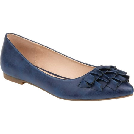 Women s Journee Collection Judy Ballet Flat Blue Faux Leather 6 M