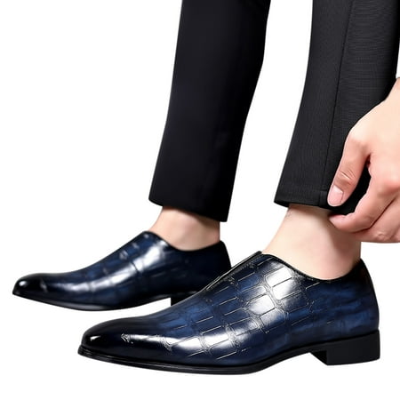 

Gubotare Oxford Shoes for Men Wide Men s Dress Shoes Classic Mens Oxfords Casual Leather Dress Shoes (Blue 11.5)