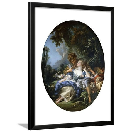 A Shepherd and a Shepherdess in Dalliance in a Wooded Landscape, 1761 Framed Print Wall Art By Francois Boucher