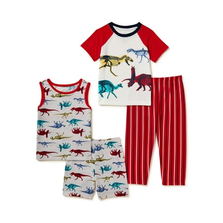 Wonder Nation Toddler Boys Print Pajama Set 4-Piece Sizes 2T-5T