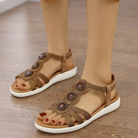 XIAQUJ Women Sandals Fashion Summer New Pattern Fashion Comfortable Flat Bohemian Style Open Toe Elastic Bland Sandals Sandals for Women Brown 10(42) 
XIAQUJ Women Sandals Fashion Summer New Pattern Fashion Comfortable Flat Bohemian Style Open Toe Elastic Bland Sandals Sandals for Women Brown 10(42)