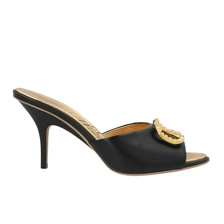 Valentino Women s Alcove 85 V-logo Leather Heeled Mules in Black