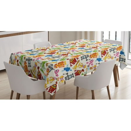 Kids Tablecloth Colorful Cartoon Robot Collection Boys Nursery Theme Futuristic Fantastic Science Toys Rectangular Table Cover for Dining Room Kitchen 60 X 84 Inches Multicolor by Ambesonne 
Kids Tablecloth Colorful Cartoon Robot Collection Boys Nursery Theme Futuristic Fantastic Science Toys Rectangular Table Cover for Dining Room Kitchen 60 X 84 Inches Multicolor by Ambesonne