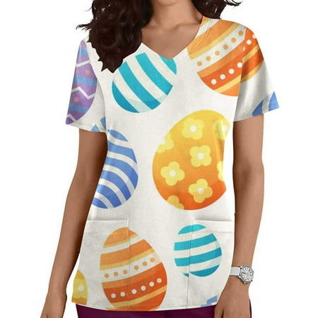 LSLJS Nursing Scrubs Top for Women Easter Egg Bunny Print Working Uniform Short Sleeve V Neck Workwear Blouse T-shirt with Pockets on Clearance
LSLJS Nursing Scrubs Top for Women Easter Egg Bunny Print Working Uniform Short Sleeve V Neck Workwear Blouse T-shirt with Pockets on Clearance