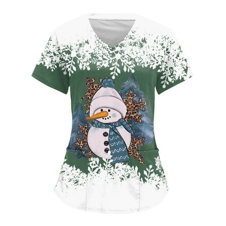 Christmas Scrub_top for Women Christmas Print For Short Sleeve V Neck Workwear T Shirt Top WIth Pocket
Christmas Scrub_top for Women Christmas Print For Short Sleeve V Neck Workwear T Shirt Top WIth Pocket