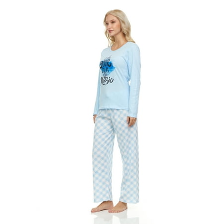 Lati Fashion 100% Cotton Women Pajamas Set Pants and Top Long Sleeve 2-Piece Female Pajamas Set Blue L
Lati Fashion 100% Cotton Women Pajamas Set Pants and Top Long Sleeve 2-Piece Female Pajamas Set Blue L