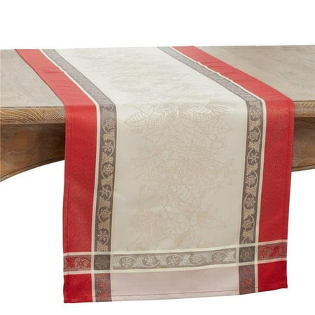 16 x 54 in. Jacquard Christmas Oblong Table Runner Red