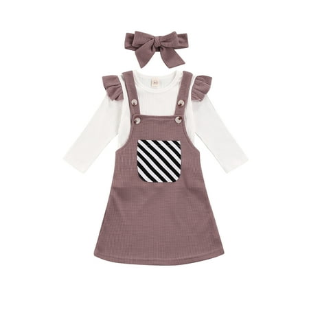 Jkerther Toddler Baby Girls Casual Three Piece Striped Skirt Set Ruffle Long Sleeve T-Shirt Top + Suspender Skirt + Headwear
Jkerther Toddler Baby Girls Casual Three Piece Striped Skirt Set Ruffle Long Sleeve T-Shirt Top + Suspender Skirt + Headwear