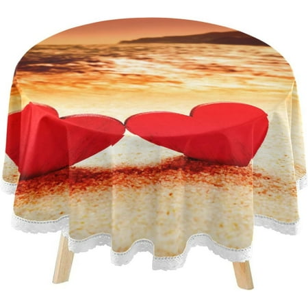 Hyjoy Red Beach Hearts Round Tablecloth 60inch Indoor Wrinkle Free Sea Sunset Circular Lace Table Cover Washable for Kitchen Party BBQ Dining Decor
Hyjoy Red Beach Hearts Round Tablecloth 60inch Indoor Wrinkle Free Sea Sunset Circular Lace Table Cover Washable for Kitchen Party BBQ Dining Decor