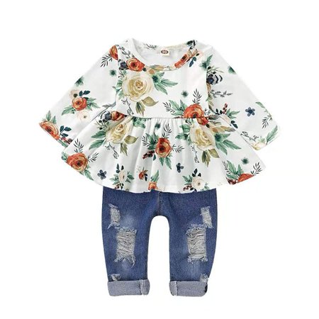 WESIDOM girl s clothing suit cute baby girl floral long-sleeved pants suit floral ruffled top ripped design jeans size 12-18M 18-24M 2-3T 3-4T.
WESIDOM girl s clothing suit cute baby girl floral long-sleeved pants suit floral ruffled top ripped design jeans size 12-18M 18-24M 2-3T 3-4T.