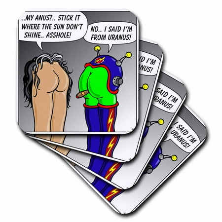 3dRose BUTTS my anus uranus 1 - Soft Coasters set of 8