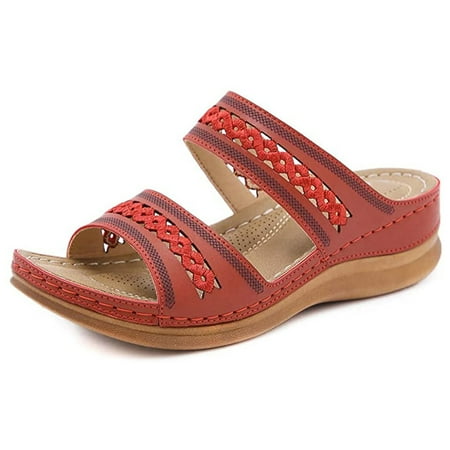 Women T-Strap Hollow Out Slide Sandals Casual Summer Walking Wedge Sandals Non Slip 35 Red
Women T-Strap Hollow Out Slide Sandals Casual Summer Walking Wedge Sandals Non Slip 35 Red