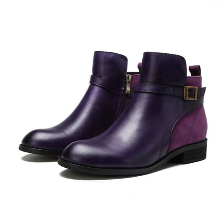 Women‘s Buckle Strap Low Heel Ankle Boots Solid Color Round Toe Side Zipper Shoes Retro Short Boots
Women‘s Buckle Strap Low Heel Ankle Boots Solid Color Round Toe Side Zipper Shoes Retro Short Boots