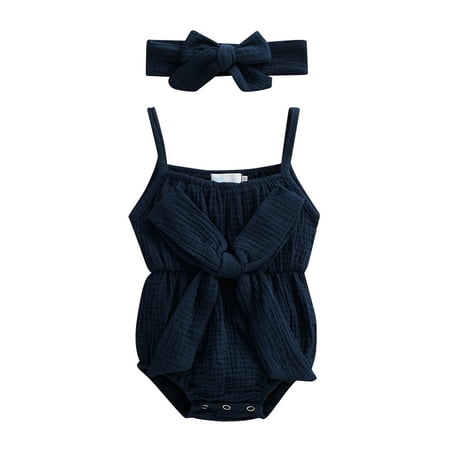 wdehow Baby Summer Outfit Solid Color Sleeveless Spaghetti Strap Bowknot Romper+ Headband for Girls 0-24 Months
wdehow Baby Summer Outfit Solid Color Sleeveless Spaghetti Strap Bowknot Romper+ Headband for Girls 0-24 Months