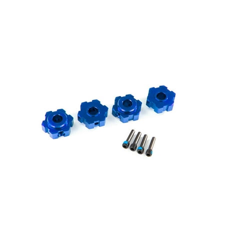 Wheel hubs hex aluminum (blue-anodized) (4)/ 4x13mm screw pins (4)