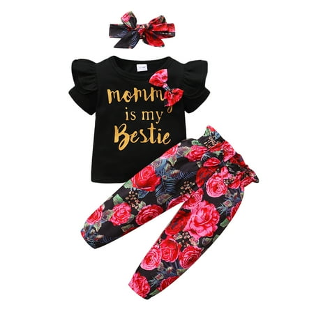 NZRVAWS Baby Girls Outfits For Fall 4 Years Baby Girls Letter Print 5 Years Girls Ruffle Sleeve Shirts Floral Pants Headband 3Pcs Clothes Set Black
NZRVAWS Baby Girls Outfits For Fall 4 Years Baby Girls Letter Print 5 Years Girls Ruffle Sleeve Shirts Floral Pants Headband 3Pcs Clothes Set Black