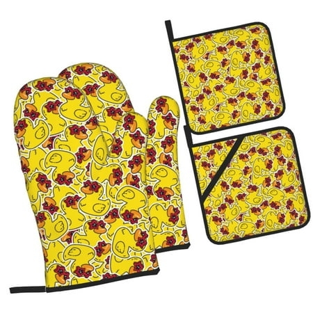 Daiia Duck with Star Sunglasses Pattern Oven Mitts and Pot Holders 4 pcs Set High Heat Resistant 500 Degree Extra Thicken Long Kitchen Cotton Oven Glove
Daiia Duck with Star Sunglasses Pattern Oven Mitts and Pot Holders 4 pcs Set High Heat Resistant 500 Degree Extra Thicken Long Kitchen Cotton Oven Glove