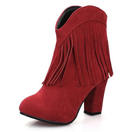 Ferndule Ladies Block Heel Block Heels Bootie Work Anti-Slip Tassel Winter Shoes Casual Stacked Booties Red 5
Ferndule Ladies Block Heel Block Heels Bootie Work Anti-Slip Tassel Winter Shoes Casual Stacked Booties Red 5
