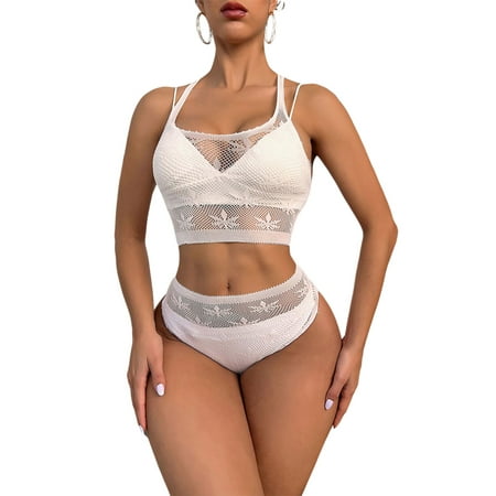 Eyicmarn Women s Solid Color Lingerie Set See-Through Hollow Out Hanging Neck Short Tops + Triangular Short Trousers
Eyicmarn Women s Solid Color Lingerie Set See-Through Hollow Out Hanging Neck Short Tops + Triangular Short Trousers