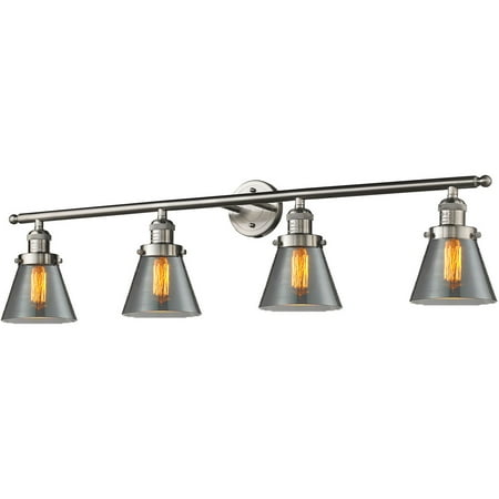Brushed Satin Nickel Tone Bathroom Vanity 42 Wide Plated Smoke Glass Steel/Cast Brass Medium Base 4 Light Fixture
Brushed Satin Nickel Tone Bathroom Vanity 42 Wide Plated Smoke Glass Steel/Cast Brass Medium Base 4 Light Fixture
