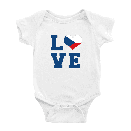 Love Czech Flag Heart Baby Jumpsuits Newborn Clothes (White 18-24 Months)