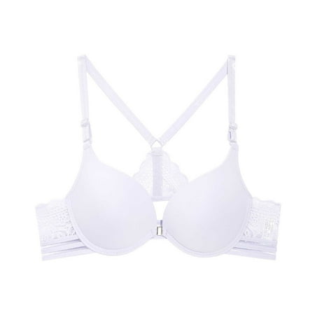 Rewenti Woman s Solid Color Underwear Gathering Lace Underwear Daily Bra White 4(S)