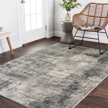 Alexander Home Vintage Glam Dark Grey/ Ivory Abstract Area Rug - 3'7" x 5'7"