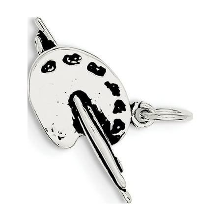 925 Sterling Silver Antiqued Artist Palette (23x15mm) Pendant / Charm
