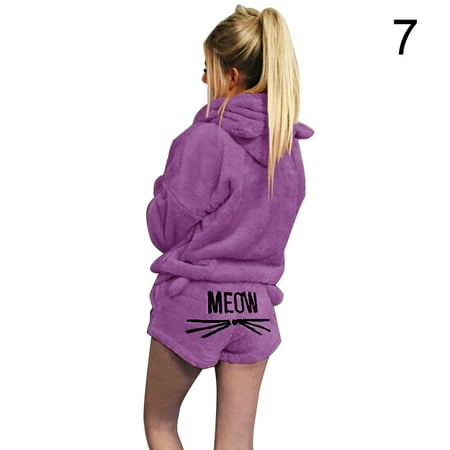 Women Plush Pajamas Set Thick Hoodie Long Tops+Embroidery Shorts Sleepwear Homewear New
Women Plush Pajamas Set Thick Hoodie Long Tops+Embroidery Shorts Sleepwear Homewear New