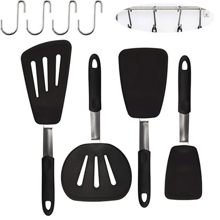 Silicone Flexible Spatula Heat Resistant 4 Pack BPA Free Non Toxic Spatulas Set 600 Degree Large Non-Stick Rubber Turner Heavy Duty Kitchen Utensils for Cooking Flipping Fish Pancake Eggs+4PCS Hook
Silicone Flexible Spatula Heat Resistant 4 Pack BPA Free Non Toxic Spatulas Set 600 Degree Large Non-Stick Rubber Turner Heavy Duty Kitchen Utensils for Cooking Flipping Fish Pancake Eggs+4PCS Hook