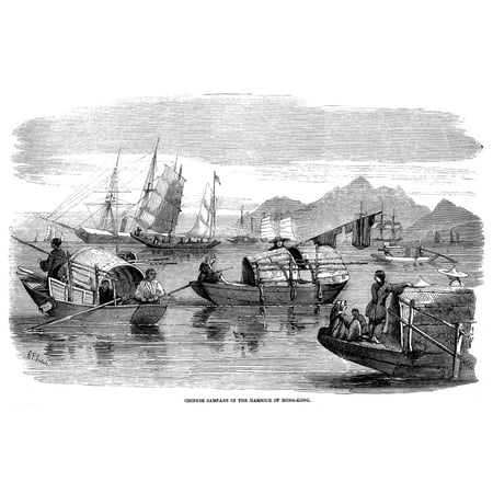 Hong Kong Harbor 1857 Nchinese Sampans In The Harbor Of Hong Kong Wood Engraving English 1857 Poster Print by Granger Collection