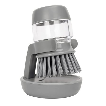 Soap Dispensing Palm Brush Kitchen Brush for Dish Pot Pan Sink Cleaning Navy/Blue - Gray
